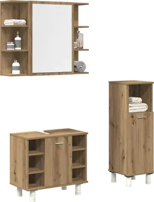 Immagine prodotto di Maison Exclusive - Set di mobili da bagno 3 pezzi in legno di rovere Artisan