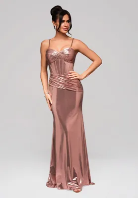 Produktbild von Ombre Abendkleid im Metallic-Look mit Korsett pink XL