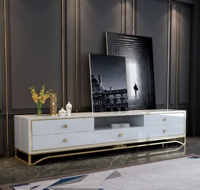 Image de Sideboard TV Armoire Lowboard TV Armoire Meuble TV Table de télévision blanc Nouveau