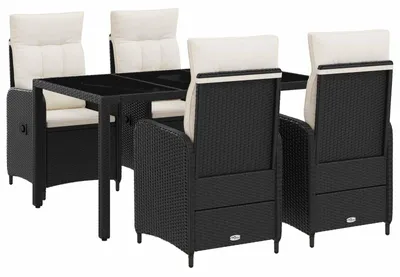 Produktbild von Outdoortisch-Set 5 pcs Schwarz und Cremeweiß 150 x 90 x 75 cm