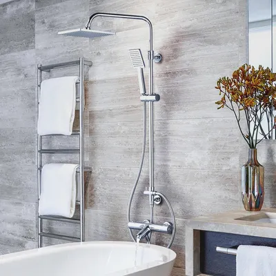 Produktbild von Duschsystem mit Thermostat, 304 Edelstahl Regendusche Duscharmaturenset Badewannenarmatur Thermostat aus Kupfer für Badezimmer