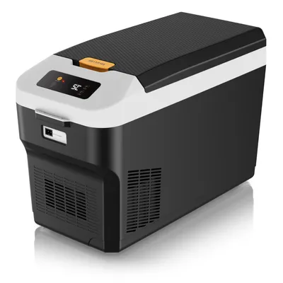 Obrázek produktu pro Elektrická chladicí box Brandson Kompressor, až do – 22 °C, režim ECO, pro auto a domácnost, 27 l, 12–24 V auto/ 230 V, kontrolka baterie, dvě přihrádky, přihrádka na zeleninu