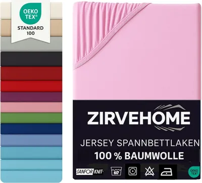 Produktbild von Spannbettlaken 70x140 cm Babybett – 100% Baumwolle, Jersey, Kinderbett Spannbetttuch für Matratzen bis 15 cm Höhe, Rosa