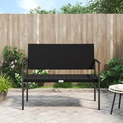 Image de The Living Store Banc de jardin 2 places Noir Polyrotin