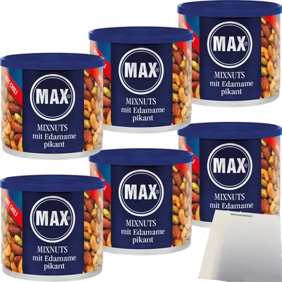 Produktbild von Max MixNuts mit Edamame pikant Hot Chili 6er Pack (6x250g Dose) + usy Block