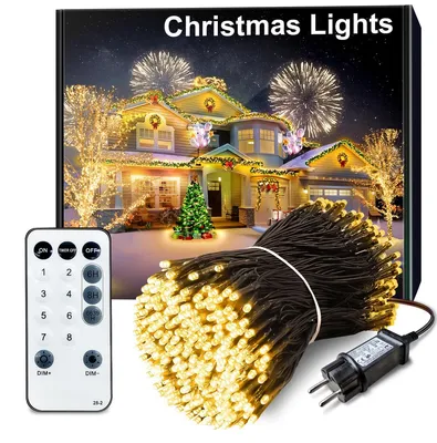 LED-Lichterkette 30 m, 300 warmweiße LEDs, 8 Modi, wasserdicht