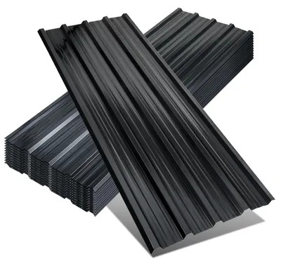 Zdjęcie produktu dla Eikuavons 12 szt. blach dachowych trapezowych 129 x 46 cm, antracytowe, ocynkowane, faliste, okładzina dachowa
