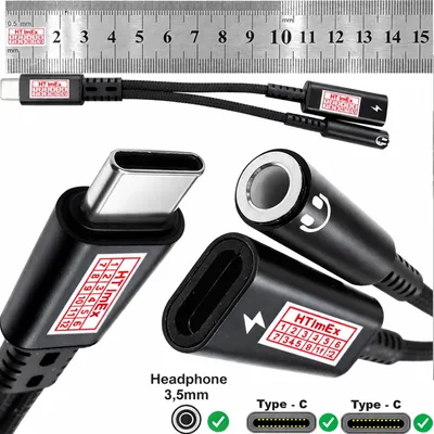 Produktbild von 2-in-1 USB-C Kopfhöreradapter Ladegerät AUX Y Kabel Schwarz für Smartphone