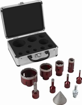 Obrázek produktu pro Sada diamantových vrtacích korunek + kuželové frézy | Kraft&Dele
