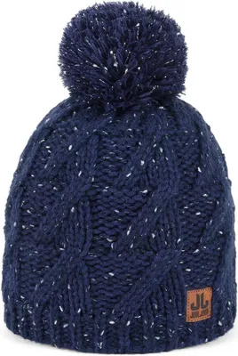 Produktbild von Damen Strick Mütze Braies Hat Blue Navy Beanie - Wintermütze mit Pompon