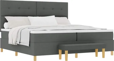 Produktbild von vidaXL Boxspringbett mit Matratze Dunkelgrau 200 x 200 cm Stoff