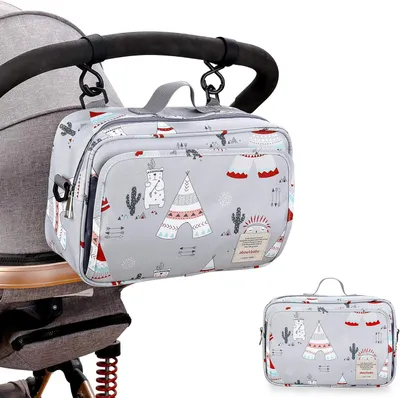 Imagen del producto de Bolsa para cochecito, pequeña, con cambiador y organizador, de 27x17x10 cm, ideal para llevar de viaje