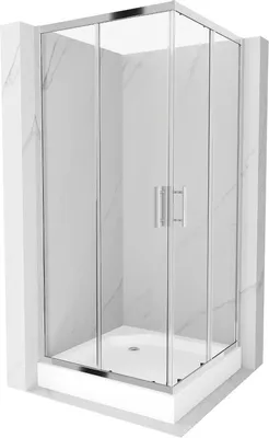 Produktbild von Mexen Rio quadratische Duschkabine 90 x 90 cm, Transparent, Chrom + Duschwanne Rio, Weiß - 860-090-090-01-00-4510