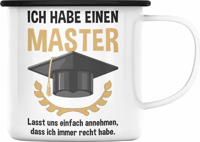 Produktbild von Trendation - Master Prüfung Emaille Tasse bestanden Geschenk Abschluss Masterarbeit Exam Prüfung Graduation (Schwarz)