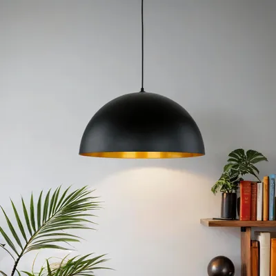 Produktbild von Pendelleuchte Schwarz Gold rund Ø 50 cm höhenverstellbar E27 Hängelampe Esszimmer Küche