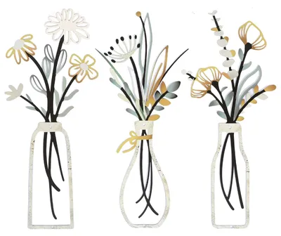 Productafbeelding van Set van 3 Metalen Bloemen Wanddecoratie