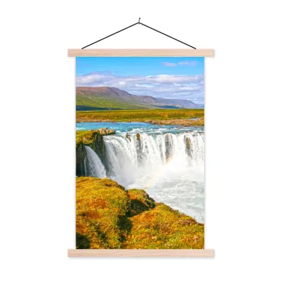 Produktbild von MuchoWow® Textilposter Wasserfall - Wasser - Natur 120x180 cm mit holzfarbenen Rahmen - Textil-Plakat