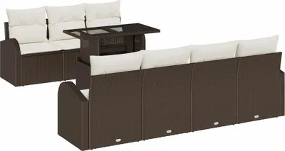 Immagine prodotto di vidaXL Set di divani da giardino 8 pezzi Marrone 100 x 55 x 73 cm Poly Rattan