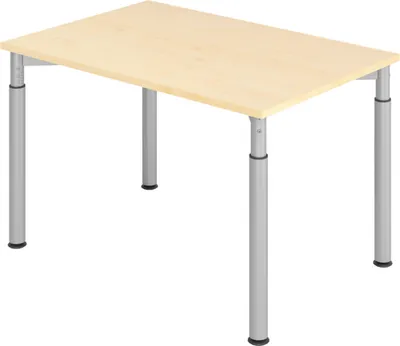 Produktbild von bümö Schreibtisch Serie-Y - Nachbildung Ahorn, Gestell: Silber, Größe:  120 x 80 cm
