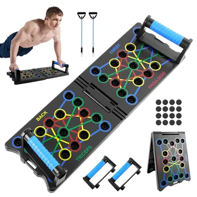 Image de Planche de pompes 24 en 1 - Poignées de pompes pliables - Équipement de musculation multifonctionnel pour tout le corps - Poignées antidérapantes - Appareil de fitness portable - Noir
