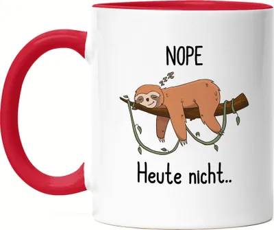 Produktbild von Heute Nicht Tasse Rot Faultier Lustig Spruch Ironie Unhöflich Faul Büro-Kollegen Geschenk