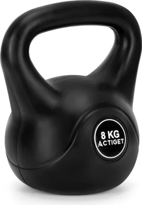 Produktbild von ACTIGET Kettlebell zum Training, 8 kg Hantel, ABS-Trainings-Kettlebell, schwarzer Ball
