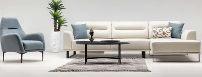 Produktbild von Sofagarnitur Ecksofa L form Sessel Stoffsofa Polstersofa Beige Couch
