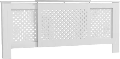 Image de HOMCOM Cache radiateur ajustable couvercle de radiateur contemporain à motif nid d'abeille 136-200 x 21,5 x 91,7 cm cache-radiateur en bois pour chambre à coucher, salon - blanc