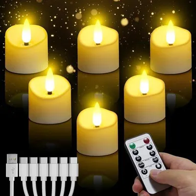 Image de Chandeliers électriques à LED avec télécommande – 6 bougies sans flamme pour l'intérieur et l'extérieur – Idéal pour les mariages, les fêtes et la décoration d'intérieur