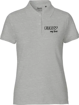 Produktbild von Huuraa Damen Polo Shirt Caracas my love S Sport Grey Bio Baumwolle Fairtrade Poloshirt Geschenkidee