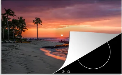 Produktbild von KitchenYeah© Herdabdeckplatte Hawaii - Strand - Sonne , 76x51cm, Küche Deko, Glaskeramikkochfeld Herdabdeckung, Abdeckplatte fùr Kochfeld