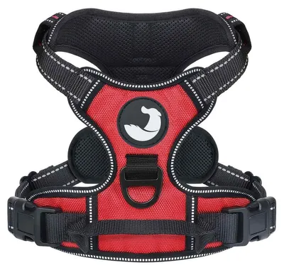 Produktbild von Hundegeschirr für große Hunde (XL, Rot) – Atmungsaktives, reflektierendes Anti-Zug-Brustgeschirr mit Griff für Training & Gassigehen