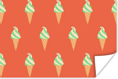Produktbild von MuchoWow® Poster Eiscreme - Muster - Rot - Grün 90x60 cm - Schlafzimmer
