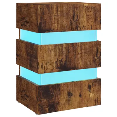 Zdjęcie produktu dla vidaXL Szafka nocna LED dąb wędzony 45x35x67 cm materiał drewnopochodny - Szafki nocne