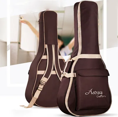 Image de Topchances Housse de guitare Densité Oxford Nylon Gig Bag Rembourré Housse de guitare pour guitare classique et acoustique Étanche aux chocs (Marron café)