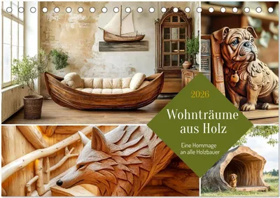 Produktbild von Wohnträume aus Holz (Tischkalender 2026 DIN A5 quer), CALVENDO Monatskalender