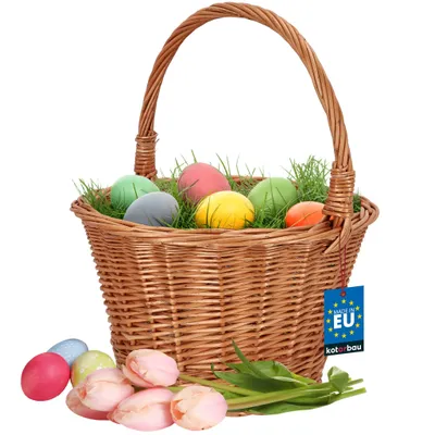 Produktbild von KOTARBAU® Einkaufskorb - Aufbewahrungskorb - Korb Geflochten - ⌀ 36 cm - Pilzkorb – Korb für Obst – Picknickkorb – Naturfarbe - Weidenkorb mit Henkel