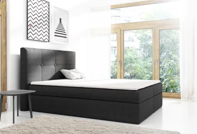 Produktbild von Boxspringbett LINGO , Pocket Matraze Topper , 140 x 200 cm , ( Schwarz - Inari 100 )