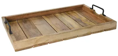 Produktbild von Tablett Dekotablett Holz Mango braun Deko Tischdeko Kerzentablett Holztablett Groß: 57 x 39 cm