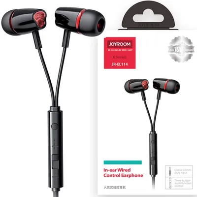Obrázok produktu pre Joyroom Slúchadlá Do Uší 3,5 Mm Mini Jack S Diaľkovým Ovládaním A Mikrofónom Čierne (Jr-El114)