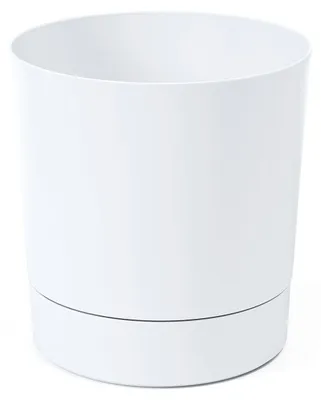 Image de pot de fleurs avec soucoupe AURA blanc Ø 22,5 cm 23,5 cm
