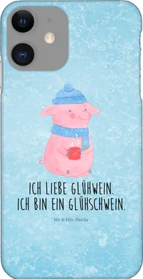 Produktbild von Mr. & Mrs. Panda Iphone 11 Handyhülle Schwein Glühwein - Eisblau - Geschenk, Weihnachten, Smartphone Hülle, Punsch, Handy Schutzhülle, Weihnachtsmarkt, Glühschwein, Cover