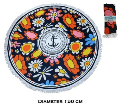 Productafbeelding van Strandlaken Rond polyester - diameter 150cm - MARITIME