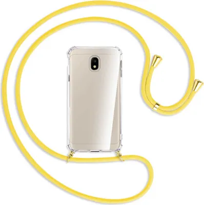 Produktbild von Handykette Backcover-Schutzhülle mit Band (Metall goldfarben) für Samsung Galaxy J3 2017 - gelb