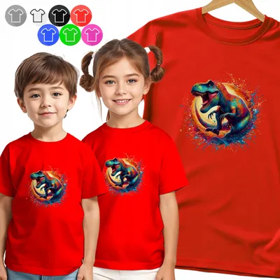 Obrázek produktu pro Dětské tričko - T-REX - NEONOWY SPLASH pro chlapce WZÓR - S