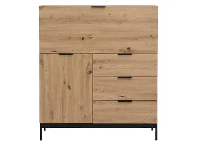 Produktbild von Bücherregal mit 2 Türen und 3 Schubladen - MDF und Metall - Farbe: Naturholz - ERWIN