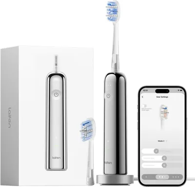 Image de Brosse à dents électrique avec technologie WaveMotion à 60° et 66 000 mouvements par minute, autonomie de 70 jours, capteur de pression et personnalisation via l'application, design épuré idéal pour les voyages