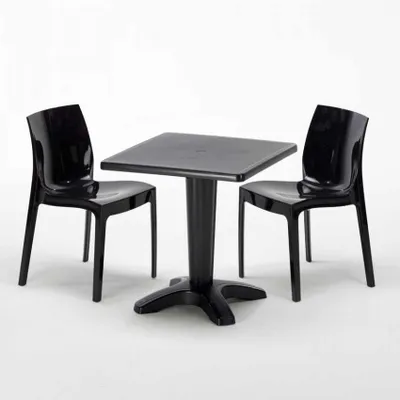 Produktbild von Schwarz Quadratisch Tisch und 2 Stühle Farbiges Polypropylen-Innenmastenset Grand Soleil Ice Aia - Schwarz