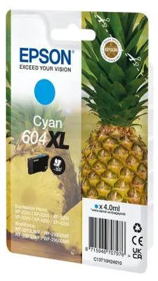 Obrázek produktu pro Epson Singlepack Cyan 604XL Ink, Vysoká (XL) výtěžnost, Azurová, 4 ml, 1 kusů, 350 str., Balení po jednom