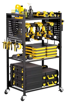 Immagine prodotto di Carrello portautensili VEVOR a 4 livelli, portata 68 kg, carrello da officina con portapunte arrotolabile e ripiano stabile, carrello di montaggio